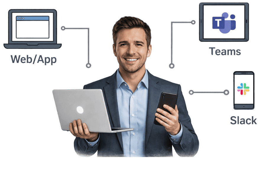 Web/App, Teams, Slack